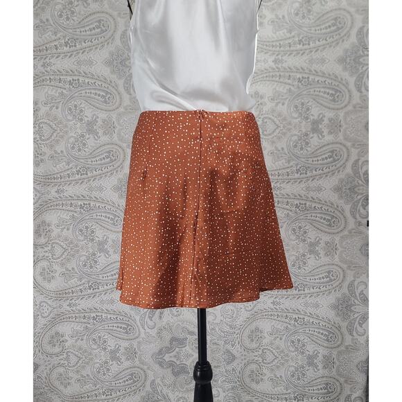 Princess Polly Mini polka dot brown women's mini skirt Size 8 Fall soft girl - Picture 2 of 11
